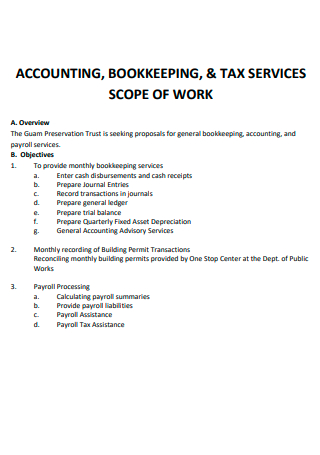 Basic Scope of Work For Accounting Services