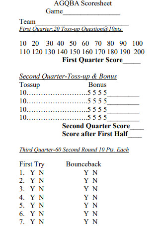 Basic Score Sheet