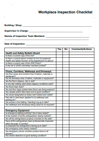 Basic Workplace Inspection Checklist