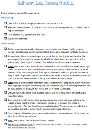 Bathroom Deep Cleaning Checklist