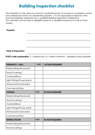 Building Inspection Checklist Example