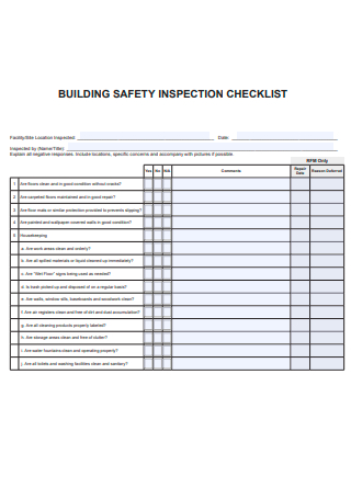 Building Safety Inspection Checklist Example
