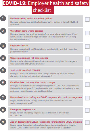 COVID 19 Employer Health And Safety Checklist
