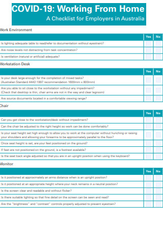 COVID 19 Working From Home Checklist for Employers