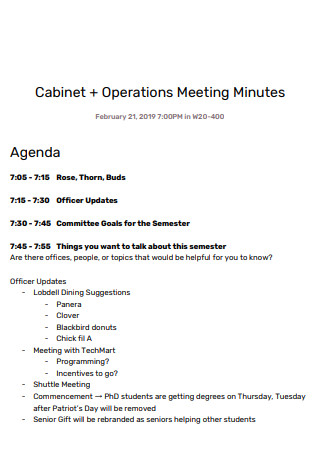 Cabinet Operations Meeting Minutes