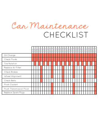 Car Maintenance Checklist Example