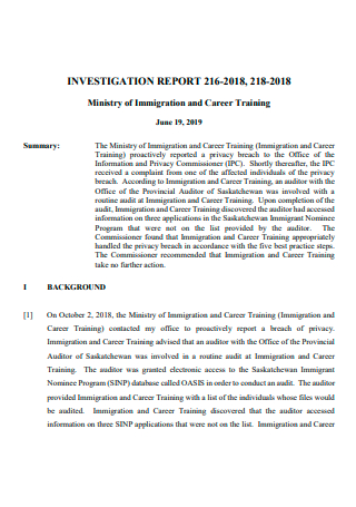 Career Training Investigation Report