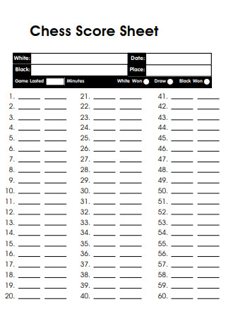 Chess Score Sheet