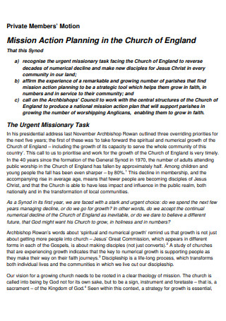 Church Mission Action Plan in PDF