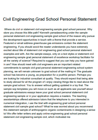 Civil Engineering Grad School Personal Statement