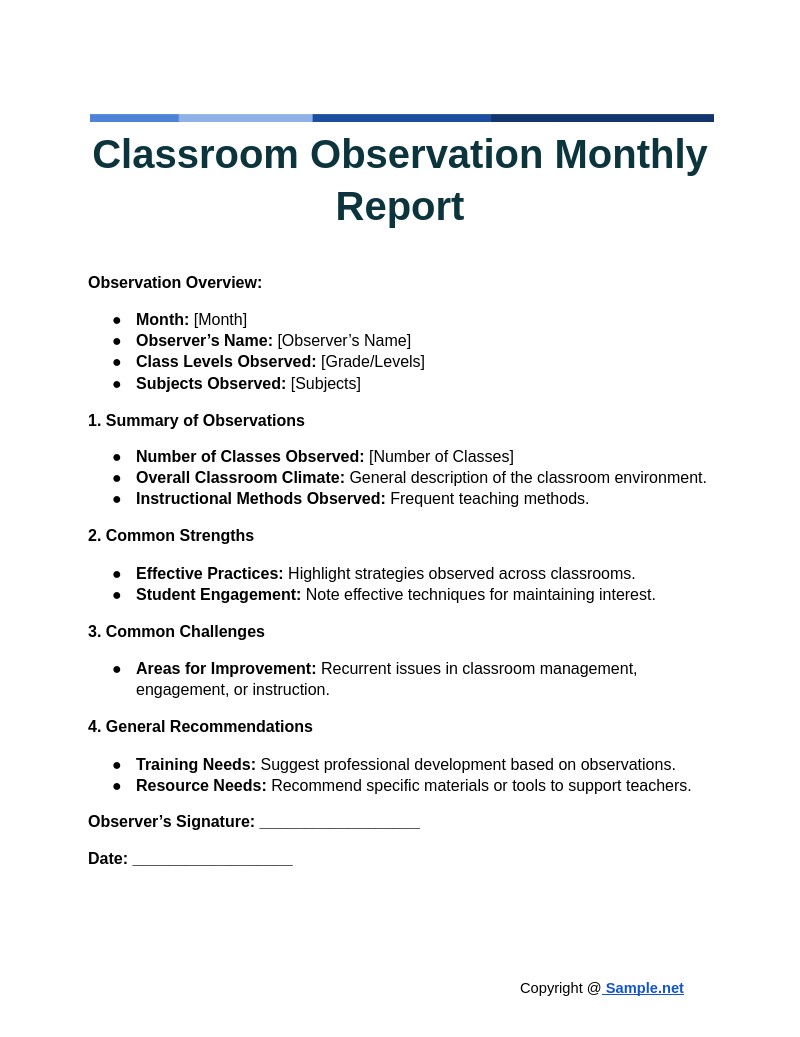 Classroom Observation Monthly Report Google Docs 10 25 2024 03 56 PM