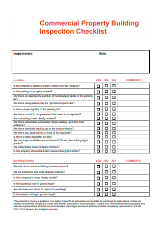 Commercial Property Building Inspection Checklist