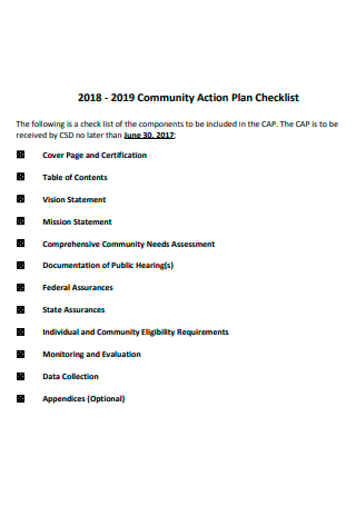 Community Action Plan Checklist