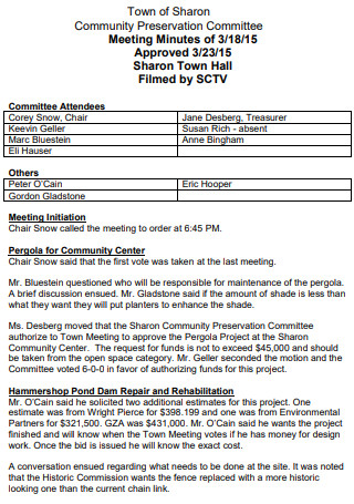 Community Preservation Committee Meeting Minutes