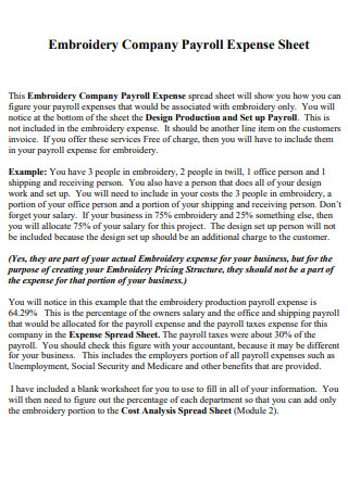 Company Payroll Expense Sheet