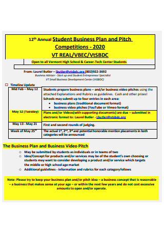 Competition Annual Student Business Plan