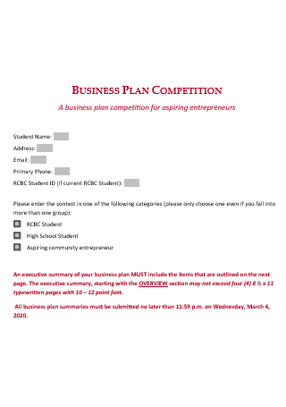 Competition Business Plan in DOC