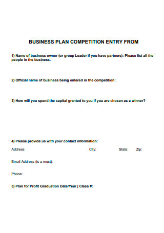 Competition Entry Business Plan