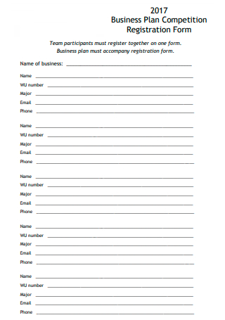 Competition Registration Form Business Plan