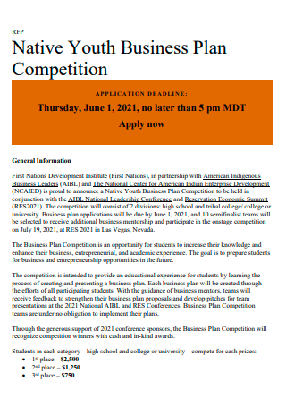 Competition Youth Business Plan