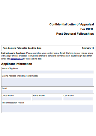 Confidential Appraisal Letter