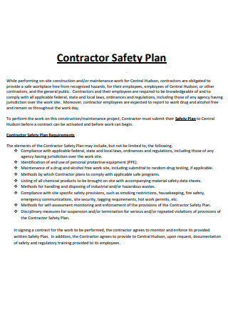 Contractor Safety Plan in PDF