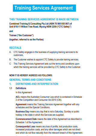 Customer Training Services Agreement
