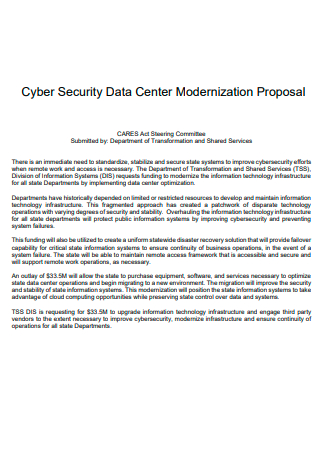 Cyber Security Data Center Modernization Proposal