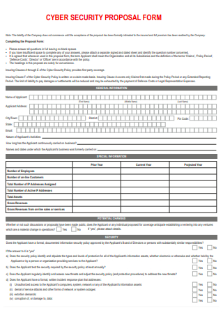 Cyber Security Proposal Form