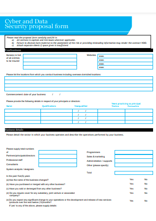 Cyber and Data Security Proposal Form