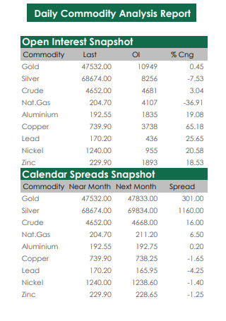 Daily Commodities Analysis Report