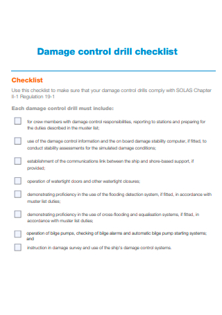 Damage Control Drill Checklist