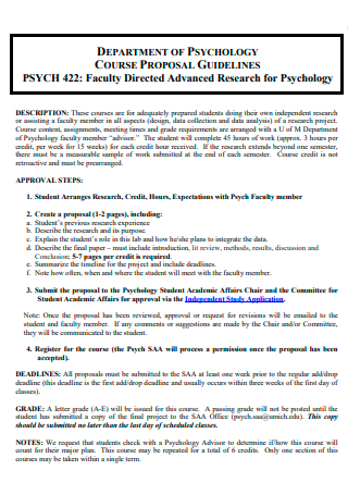 Department of Psychology Course Proposal