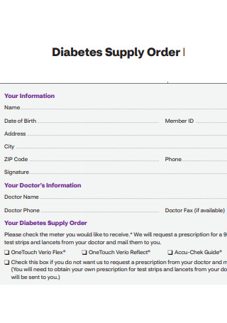 Diabetes Supply Order