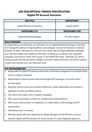 Digital Account Executive Job Description