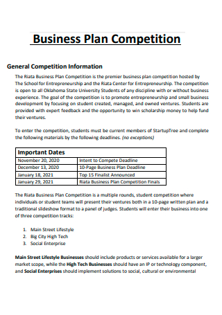 Draft Competition Business Plan