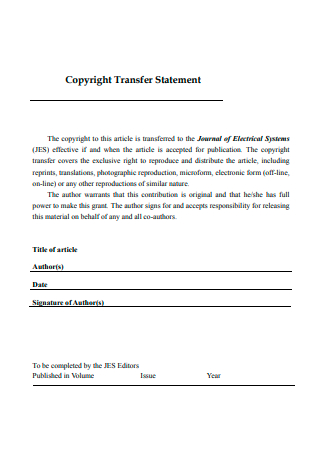 Draft Copyright Transfer Statement