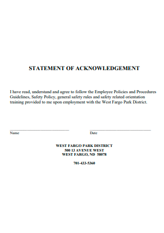 Draft Statement of Acknowledgement