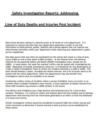Duty Death Investigation Report
