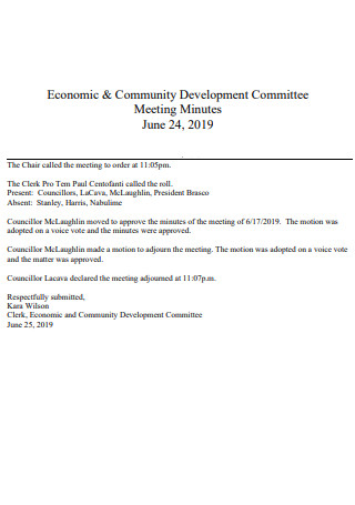 Economic And Community Development Committee Meeting Minutes