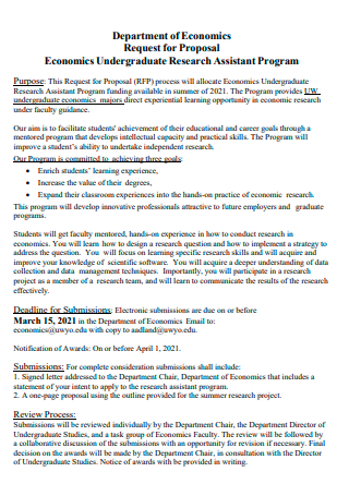 Economics Undergraduate Research Assistant Program Proposal