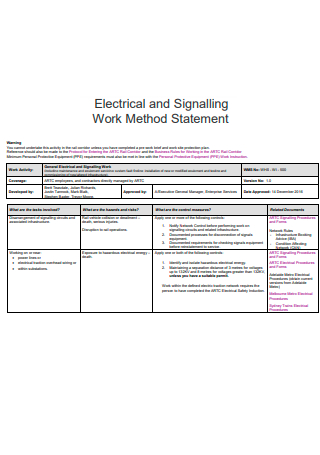 Electrical and Signalling Method Statement