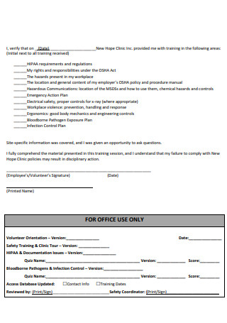 Employee Volunteer Training Agreement