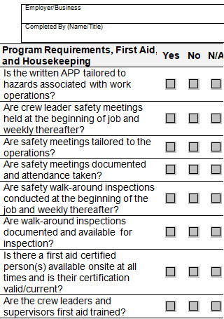 Employer Construction Safety Checklist
