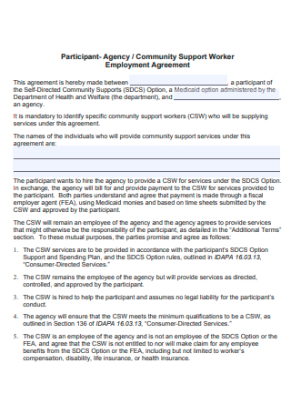 Employment Participant Agency Agreement
