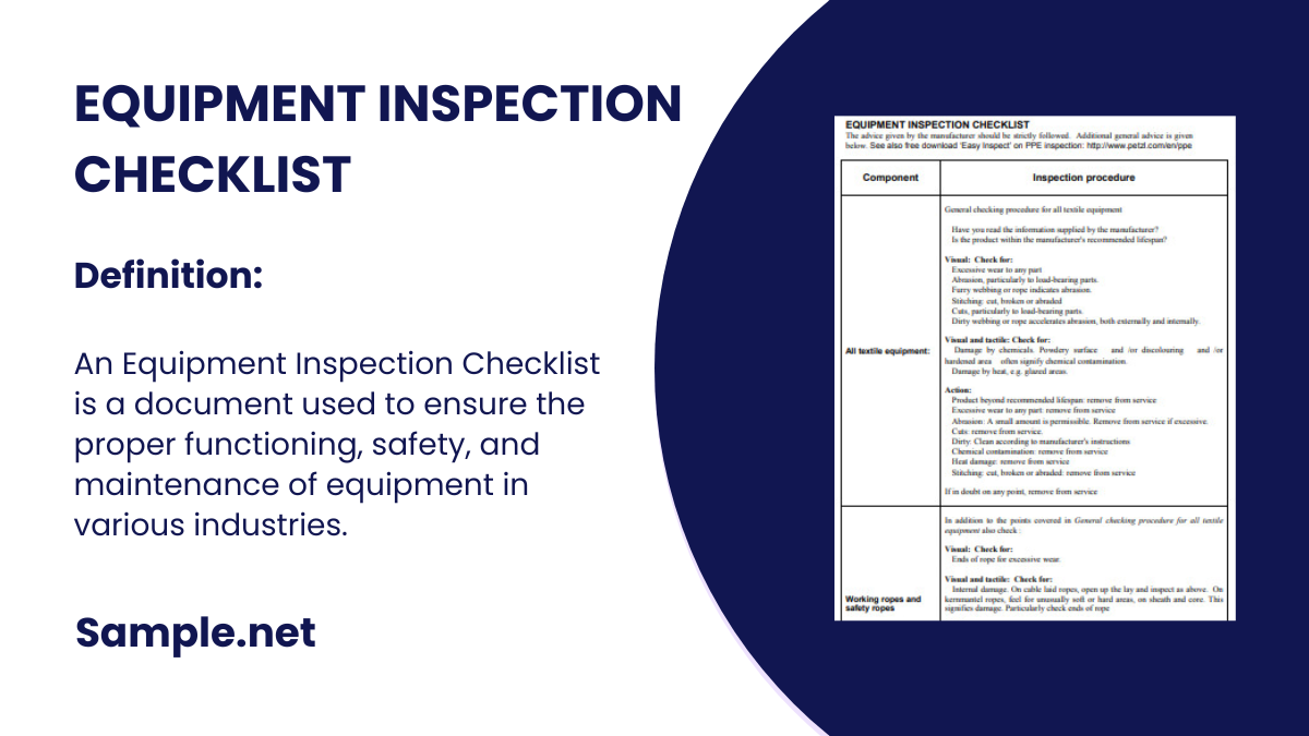 equipment inspection checklist