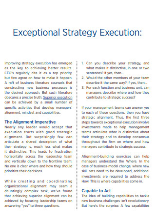 Exceptional Execution Strategic