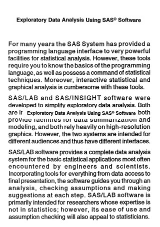 Exploratory Data Analysis Using SAS Software 