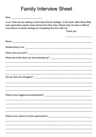 Family Interview Sheet