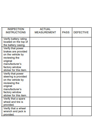 Fleet Vehicle Inspection Checklist Example